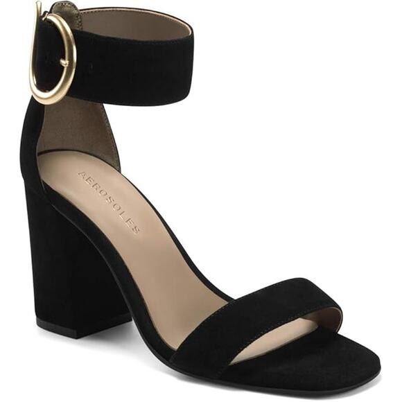NWT Aerosoles Women's Landon Heeled Sandal, Black Suede, 10.5 - Picture 1 of 5